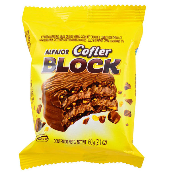 Cofler Block Alfajor with Peanut Butter and Milk Chocolate 60 gr