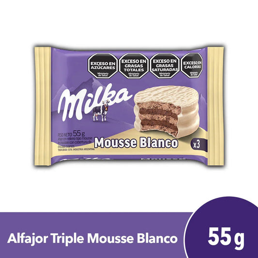 Milka Alfajor Triple White Chocolate with Chocolate Mousse, 55 g